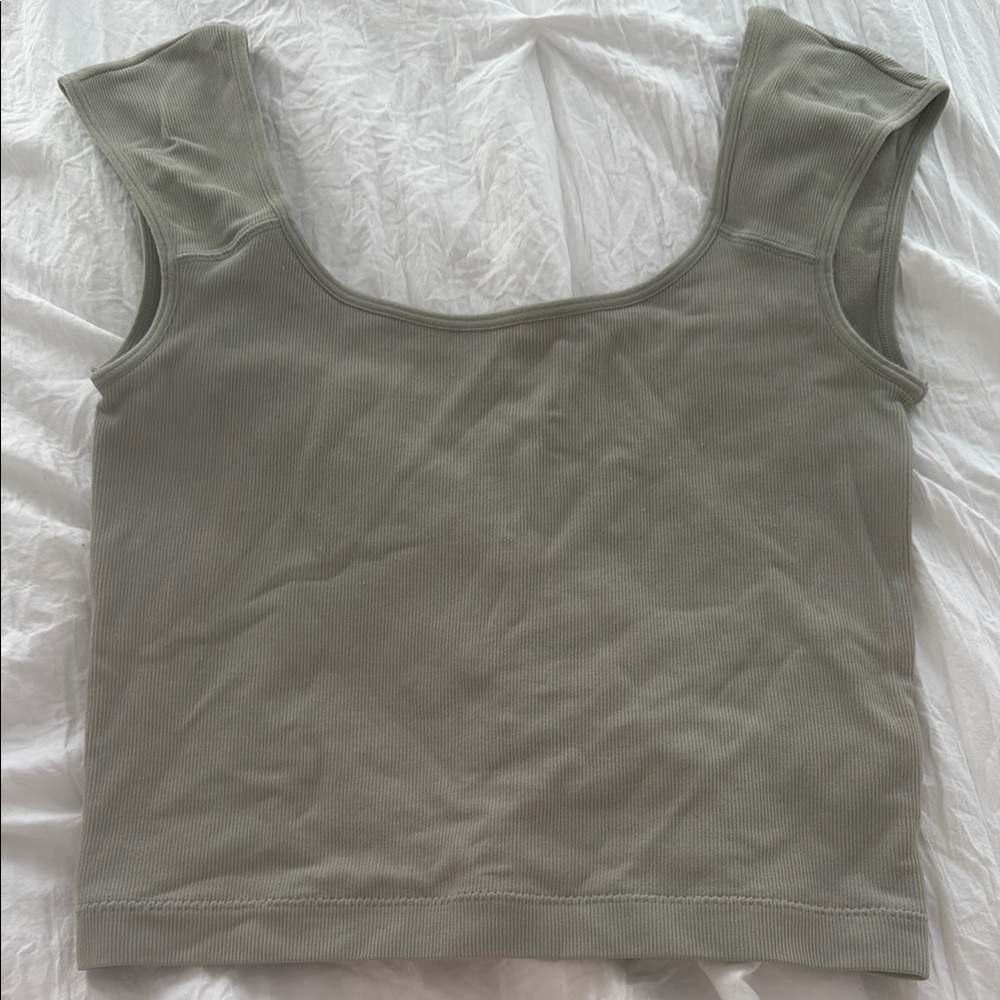 OPEN NECK LOW BACK GARAGE SAGE GREEN TANK